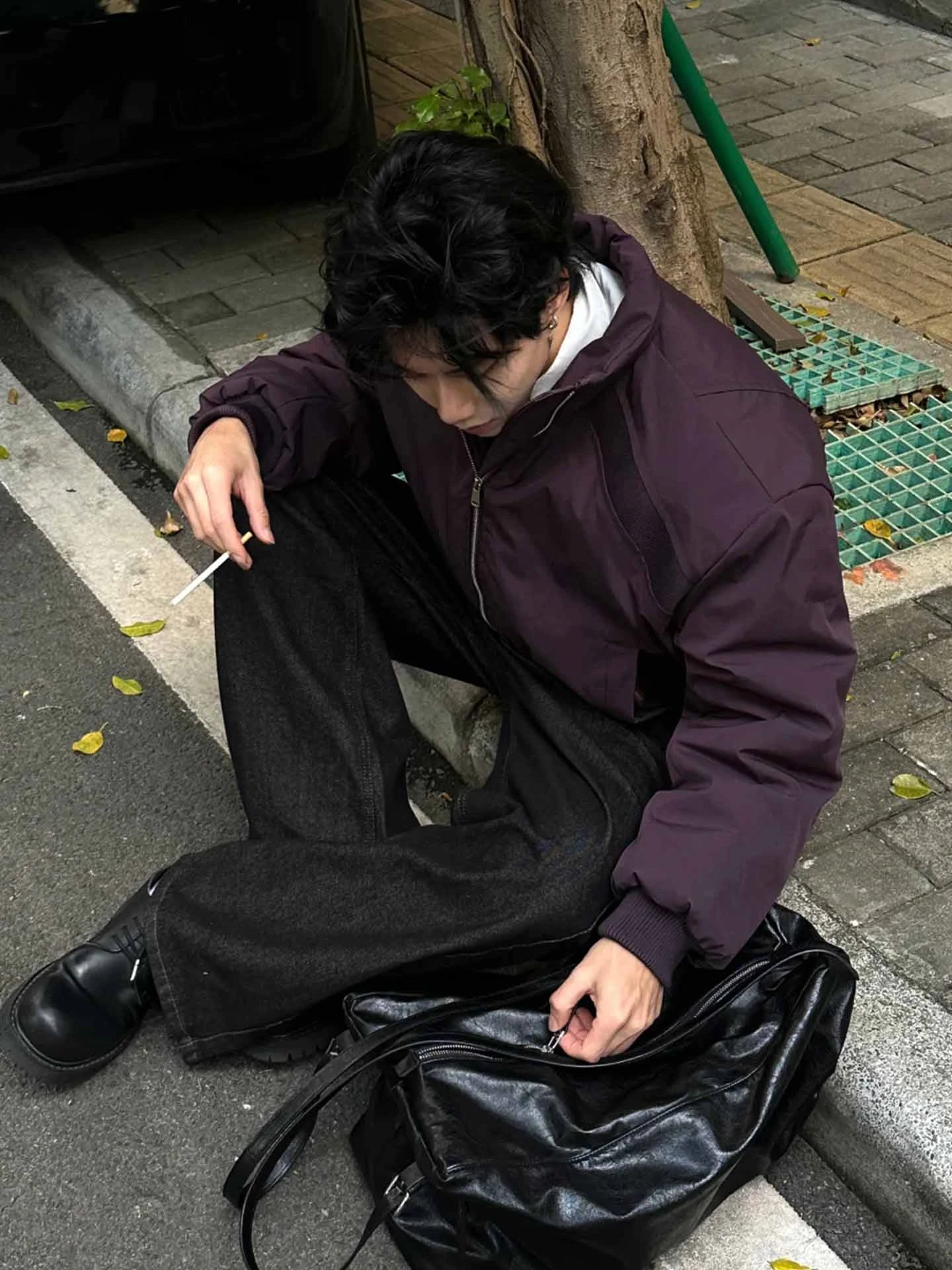 American Sle Bomber Jaet Merlot Purple Men's Spring Flight ort Coat Tee-Proof Baseball Sle Casual Loose Fit Long Sl... view 5