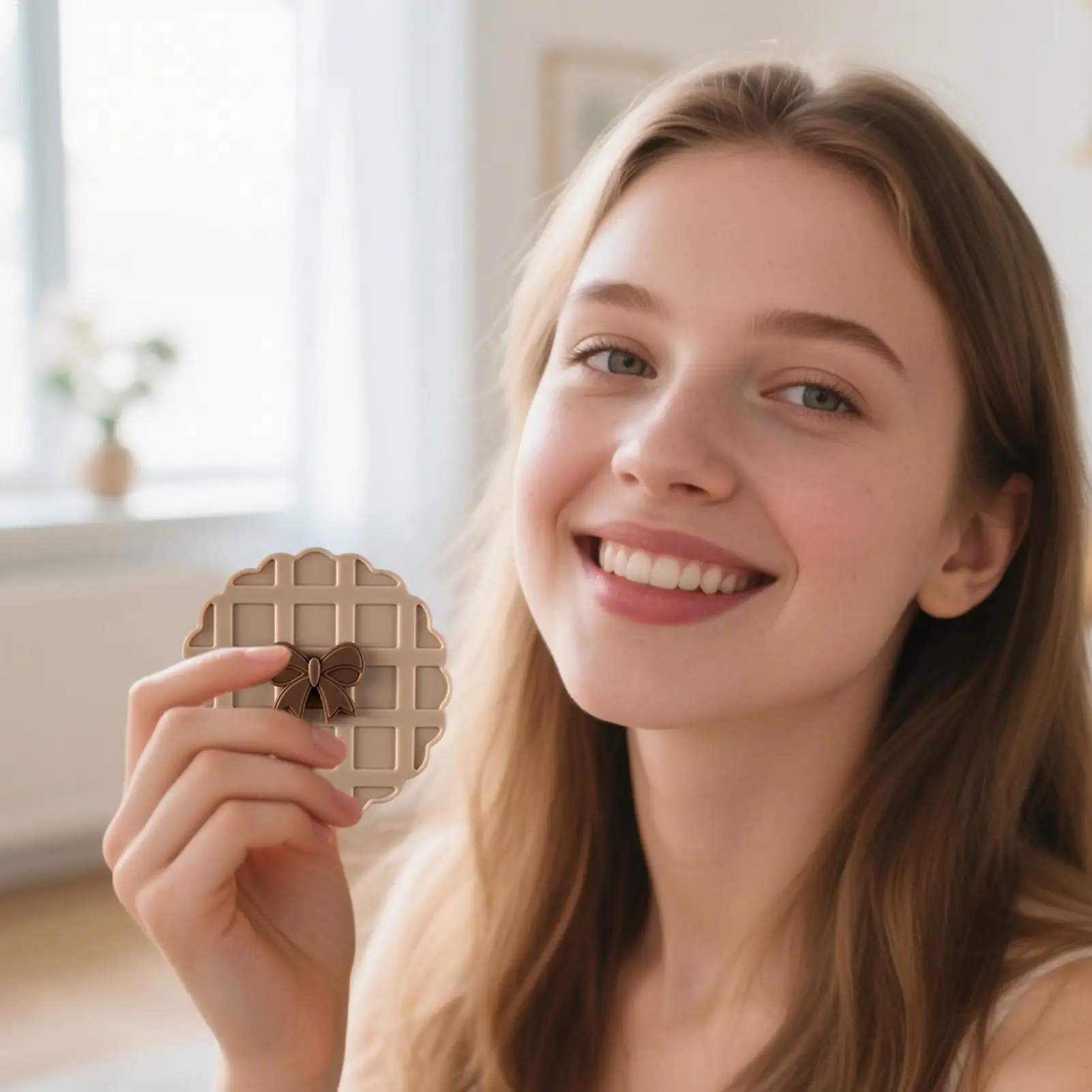 Espelho de maquiagem dupla face portátil waffle design dobrável espelho de bolso para mulheres viagens beleza cosméticos uso diário festa favores