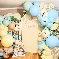 196pcs Winnie Bear Bee Themed party Balloon Arch Kit 40Inch Cream 1-9 Foil Number Balloon for kids Birthday Baby Shower Gifts