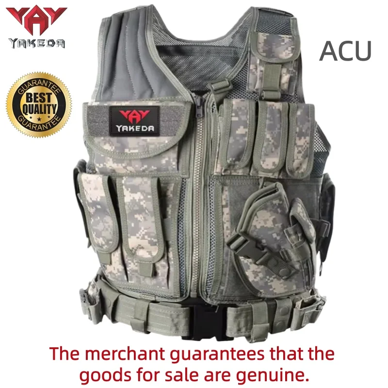 YAKEDA Adjustable Moeller tactical vest, tactical suit, hunting suit, safety outdoor suit, CS game suit, training suit, jacket