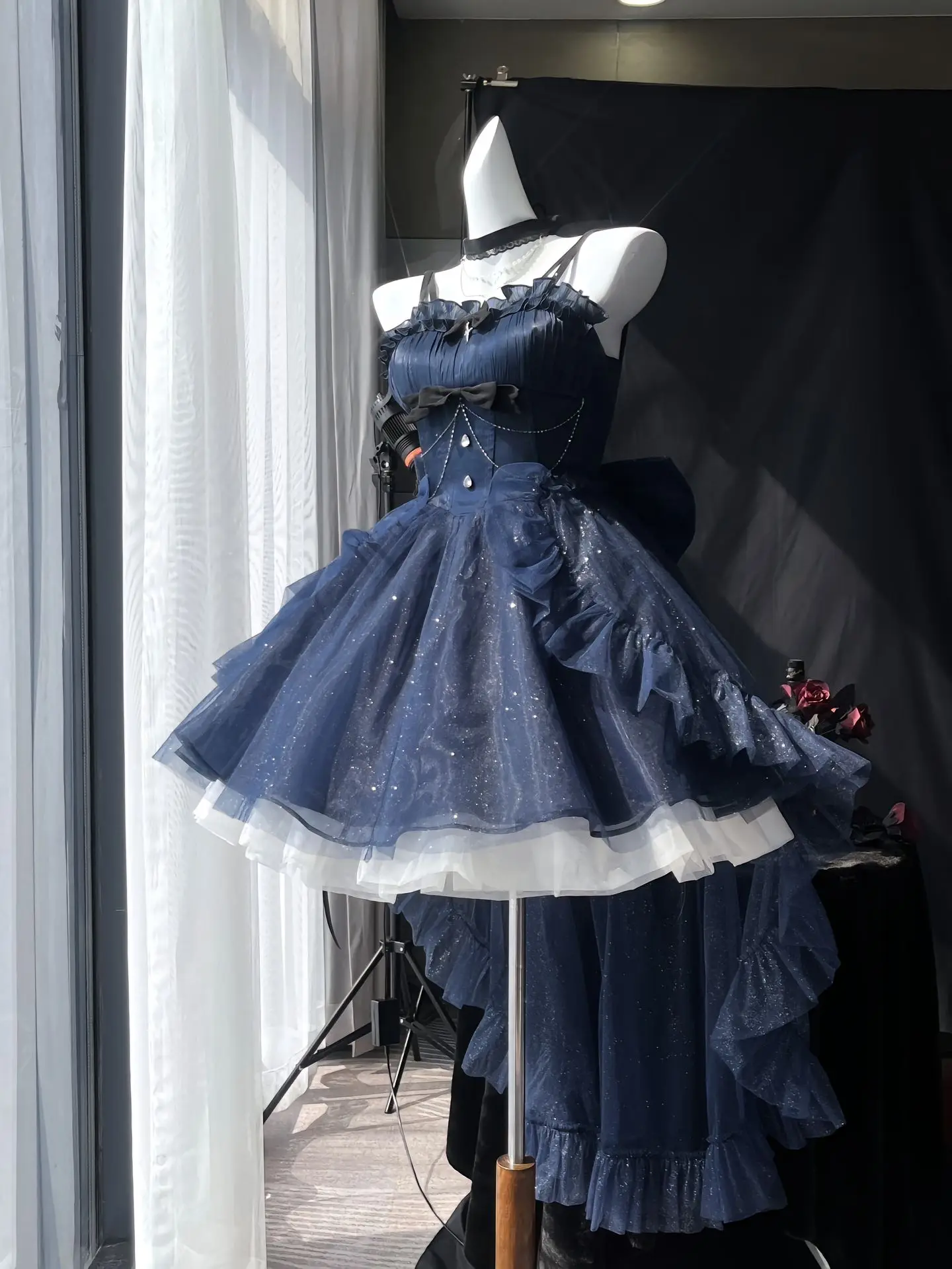 Blue Light Formal Dress Skirt Cute Trailing Heavy Industry Pettiskirt