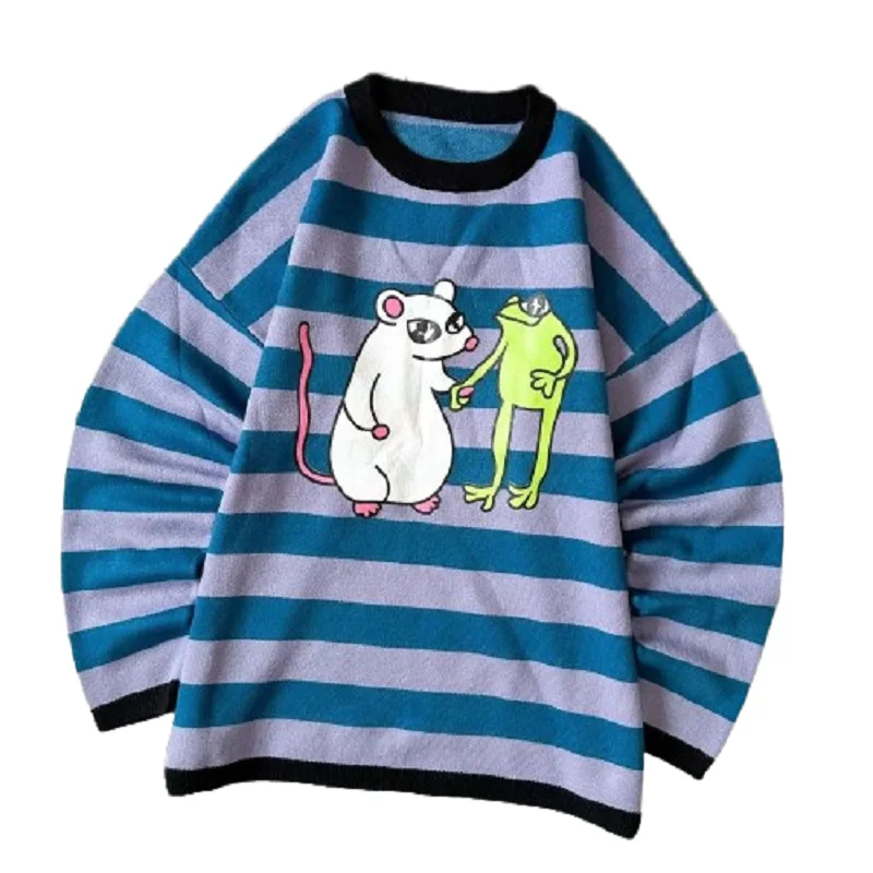 Kawaii Streetwear Harajuku y2k Vintage Anime Knit goth Sweaters Pullover Unisex women cartoon warm cute clothes men knitwear emo