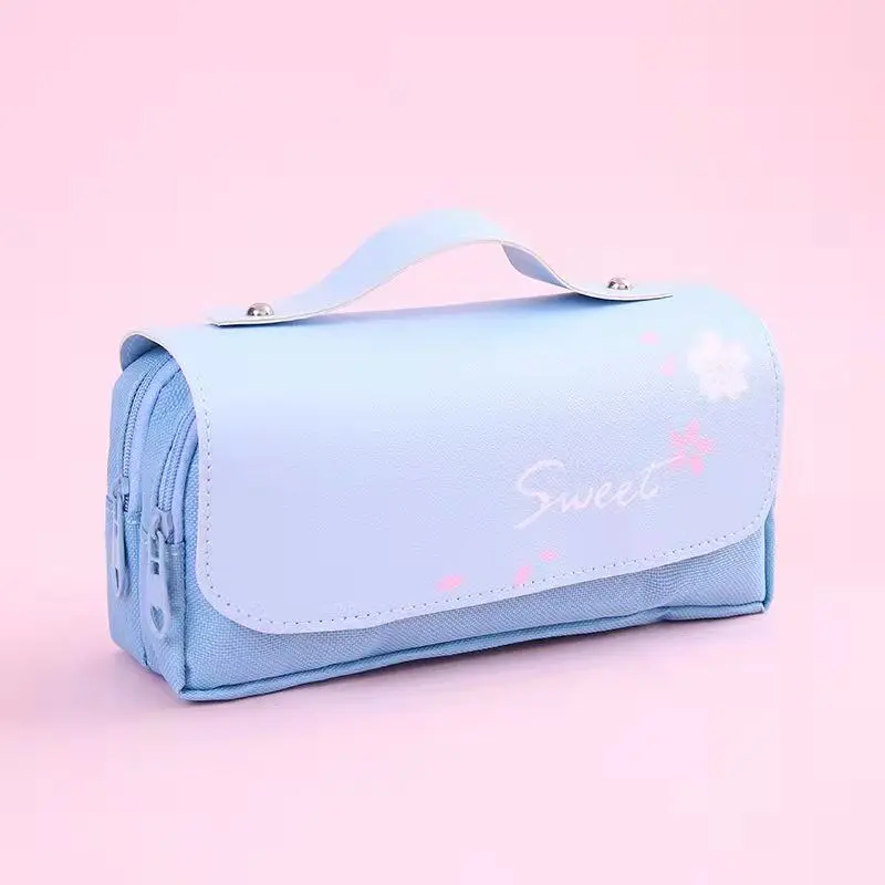 ♡Sakura ♡ʕ•ᴥ•ʔ＊ハンドメイド　ペンケース 女性用ペンケース,桜柄のポータブルレザーケース,カワイイスタイル
