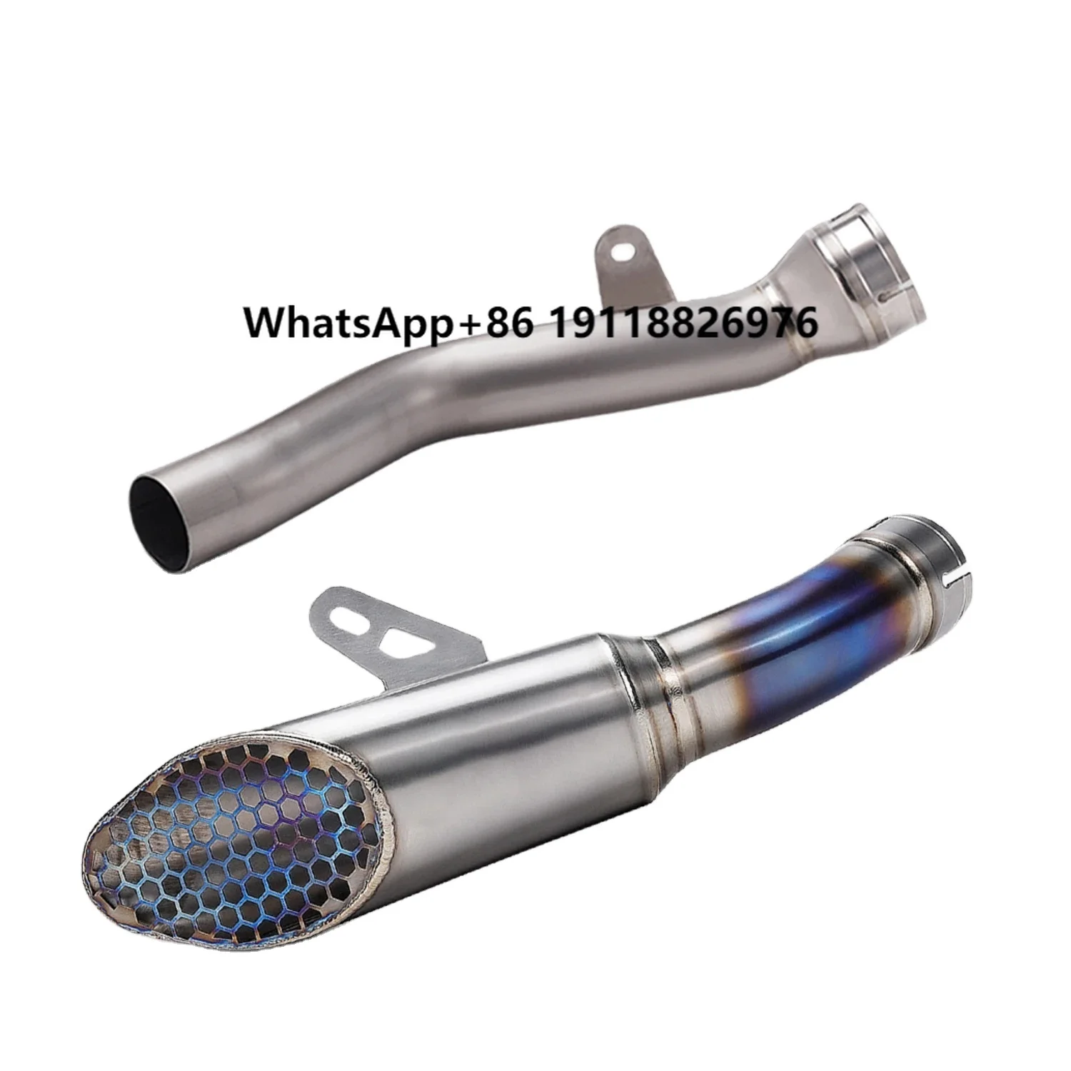 

New Titanium Alloy Motorcycle Exhaust Integrated Mid Tail Carbon Tip SC Muffler Modified Middle Link Pipe ZX10R New Steel