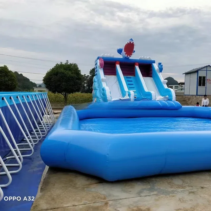 Children Outdoor Bounce House Bouncy Inflatable Castle with Water Slide for Swimming Pool Adults and Kids