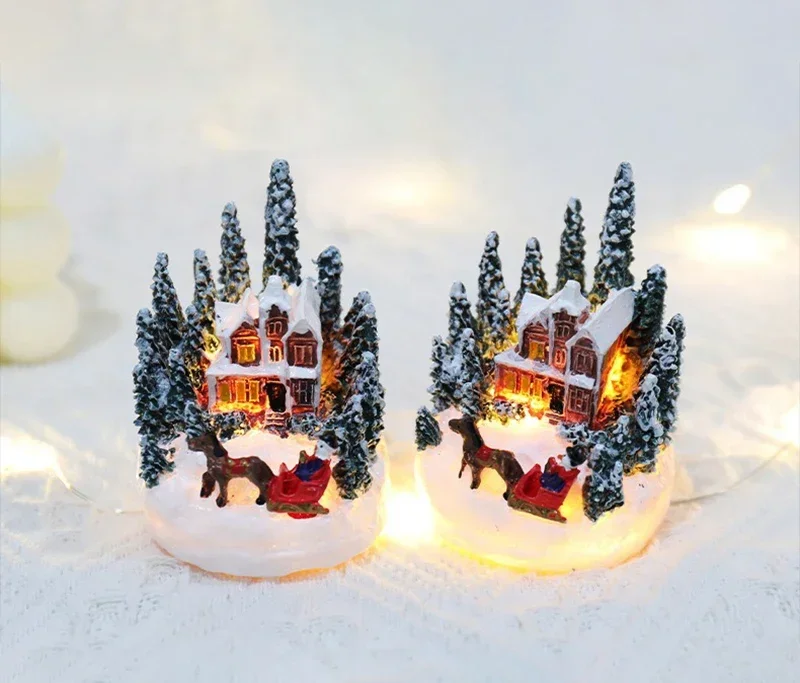 Christmas Decorations LED Night Lights Luminous Landscape House Children's Gift Christmas New Year Ornaments Festival Lighting