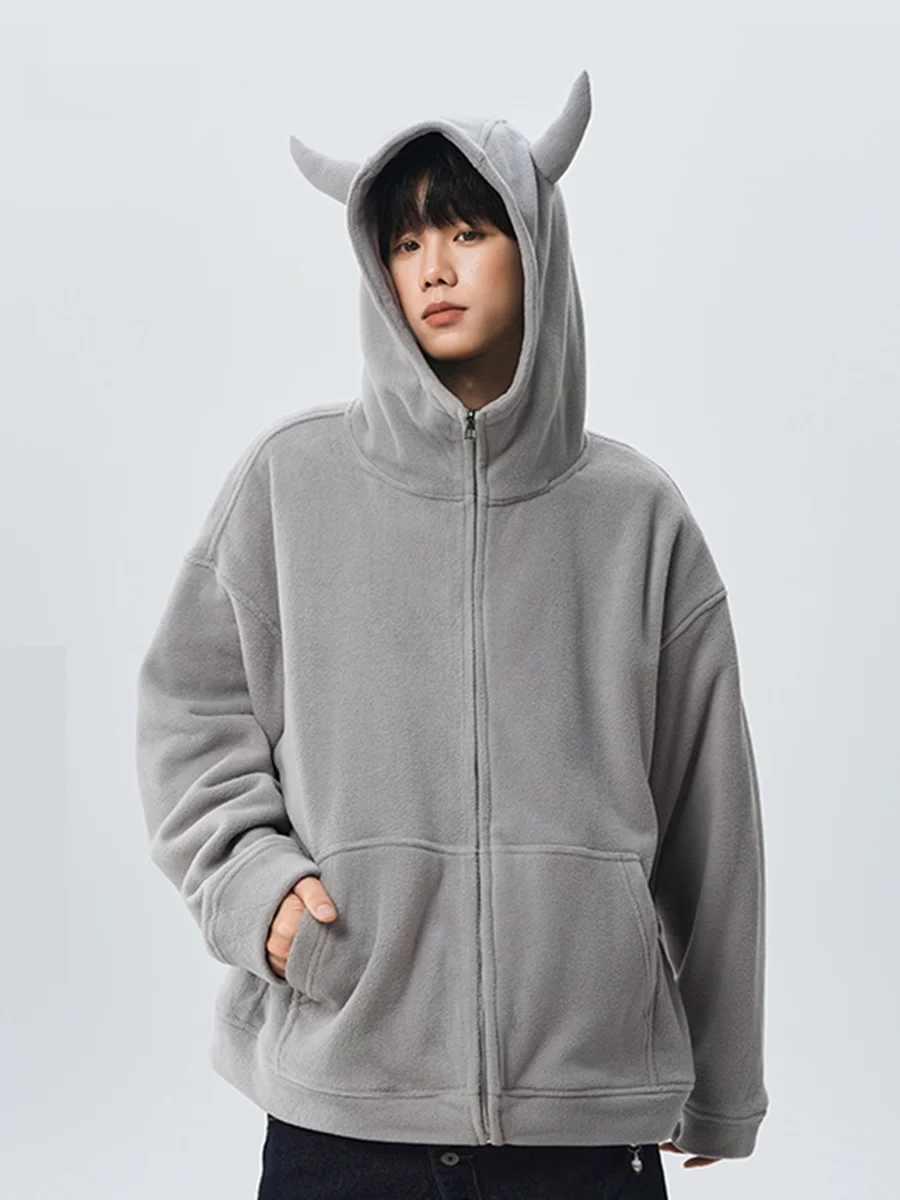 

Мужская толстовка-кардиган на молнии с капюшоном из плотного двустороннего флиса, осенне-зимняя, Cleanfit, Devili Sle Cas