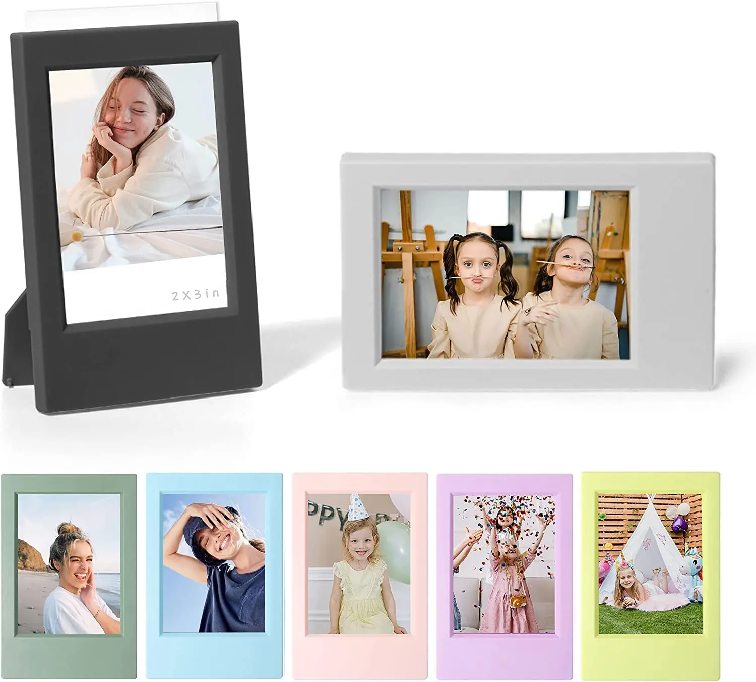 

SKYSONIC Mini Picture Frame For Instax Mini 12/11/9/8/7+/EVO 3'' Film-Colorful Polaroid 2x3 Photo Frame Table Stand