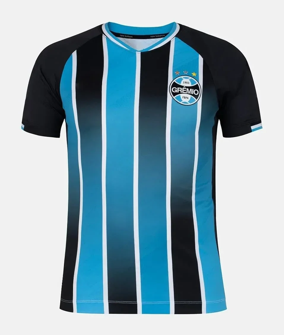 Gremio Fußballtrikot Saison 2026-2027 Blau Schwarz Weiß Vertikale Streifen Kurzarm Fußballshirt Herren Fan Sport Familien-Partnerlook