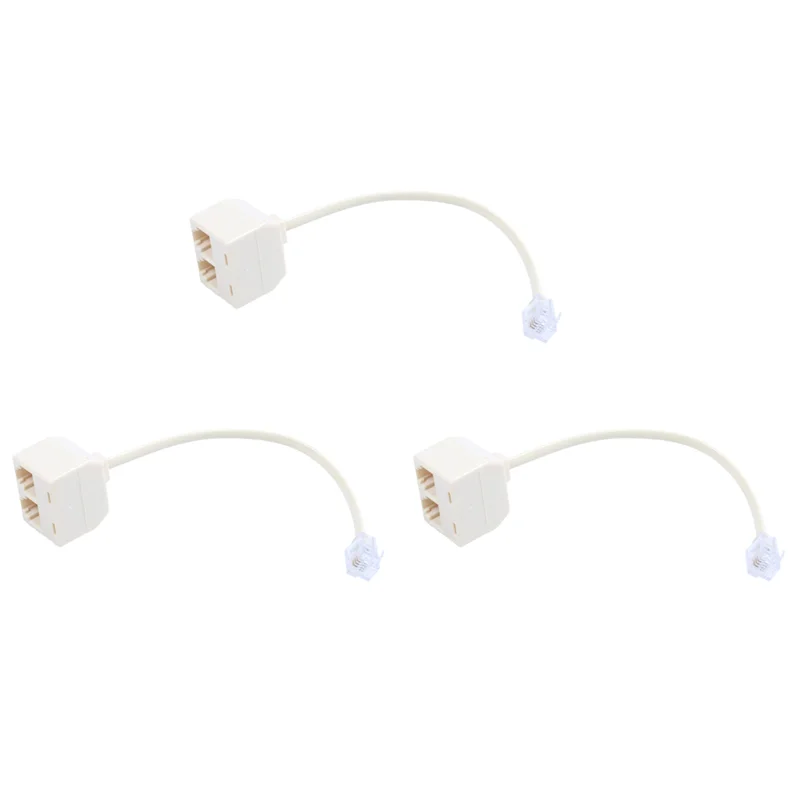 

ABZZ-3X RJ 11 6P 4 C Connector 2 X Jack Port M / F Splitter Phone Adapter Cable Beige
