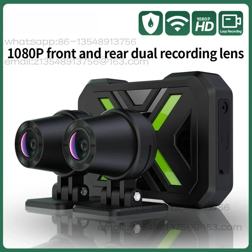 Motorcycle electric vehicle front and rear dual recording driving recorder camera high definition mobile phone interconnection