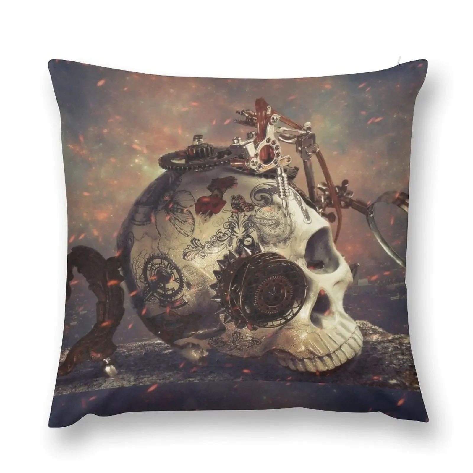 steampunk skull tatoo Throw Pillow bed pillows Pillows Aesthetic Christmas Pillow Cases Cushions pillow