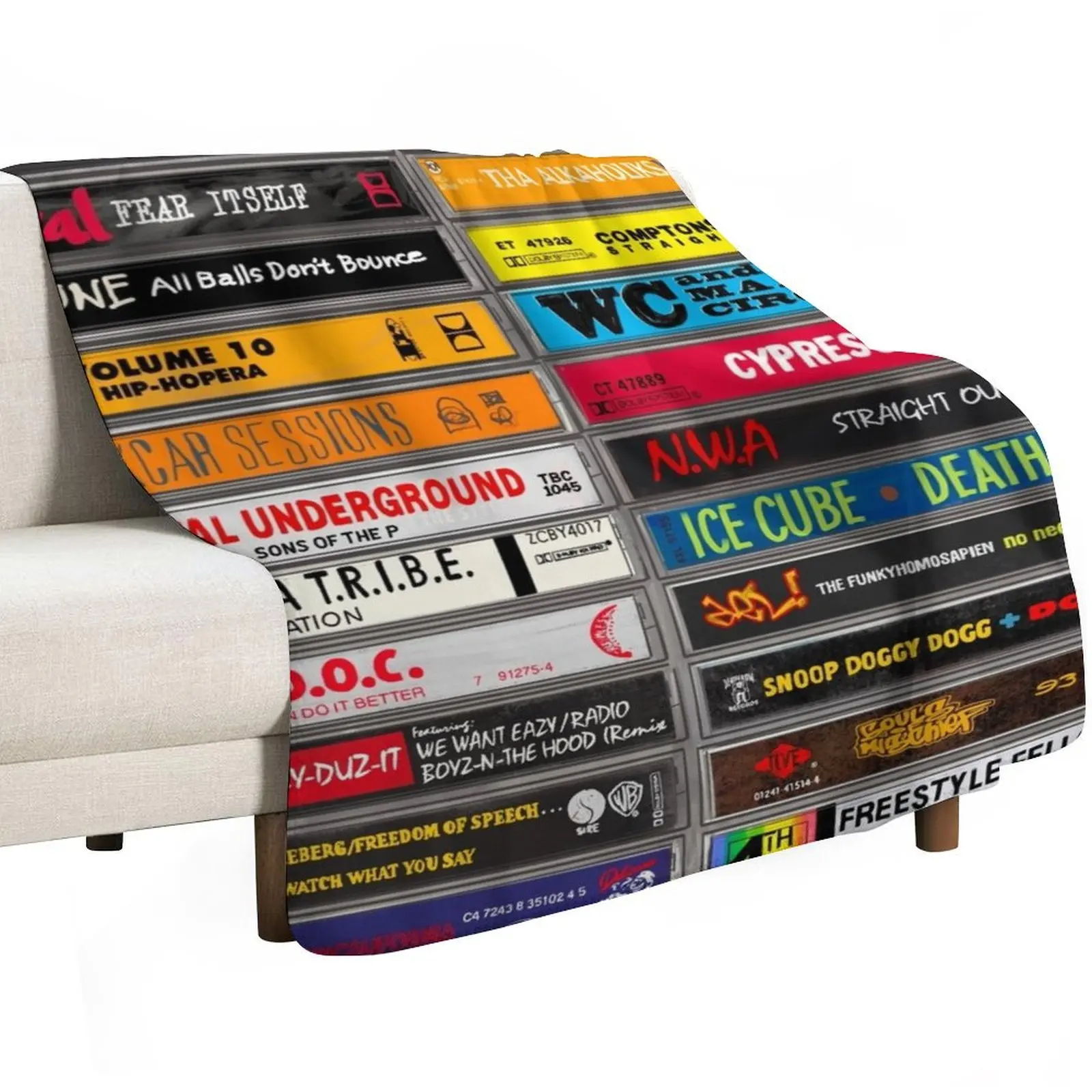 Classic 90s West Coast Hip-Hop tapes painting - 1323 Throw Blanket Sofa Quilt Sofas Bed linens Furrys Cute Camping Blankets