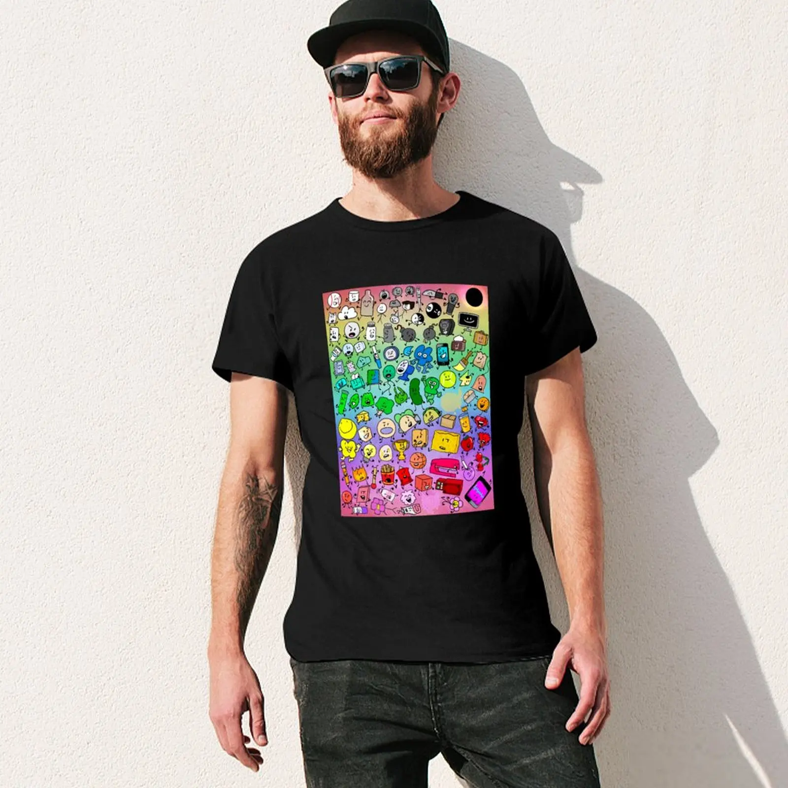 Bfdi Inanimate Insanity All Characters (Rainbow) T-Shirt cotton graphic tees anime t shirts mens t shirts top quality image 3