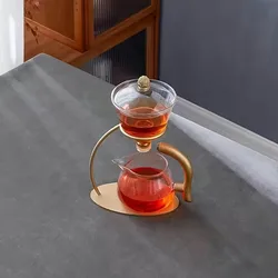 Lazy Kung Fu Glass Tea Set Semi Automatic Drip With Infuser Glass Teapot Anti-scalding Magnetic Switch Teapot Teacup Glassware