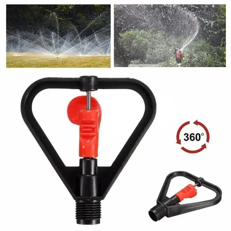 5pcs Red Heart Sprinkler 360 Degree Lawn Automatic Rotating Spray Cooling 4-point Plastic Disc Sprinkler