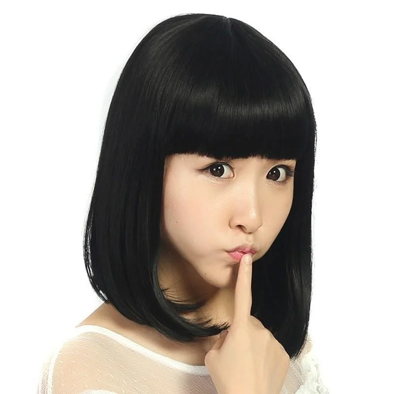

Cross-Border ort Hair Wig with Bangs Faionable Women's Hair Cover Beautiful High-Temperature Silk Hair Fake Hair