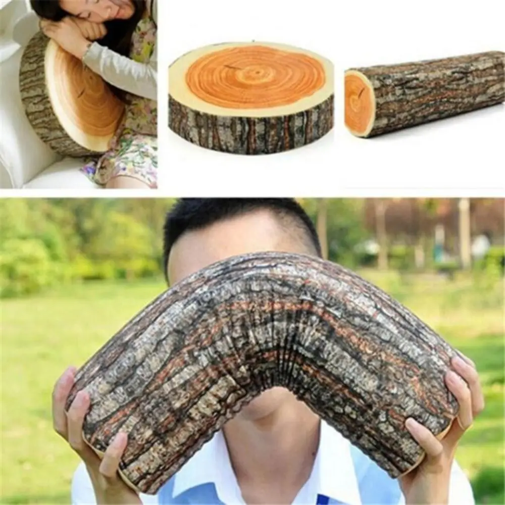Versatile Material Tree Log Pillow PP Cotton Filled Soft Texture Round Floor Cushion Realistic Wood Grain Log Pillow For Women