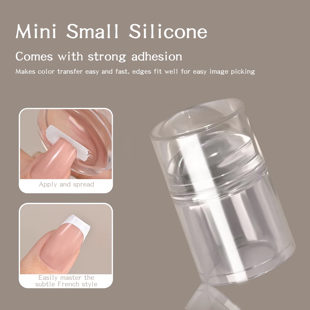 Mini sello impreso de silicona con cabezal de silicona súper adhesivo visible y transparente sin herramienta de transferencia de impresión de uñas borrosa, 1 ud.