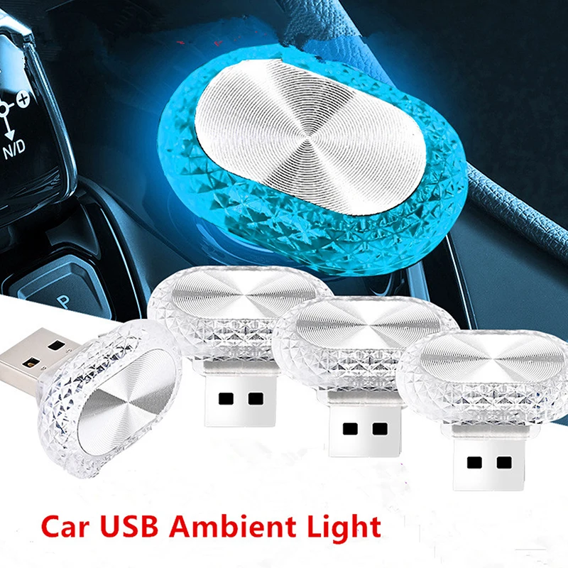 Portable Car USB Ambient Light Mini LED Decorative Atmosphere Lamps For Auto Interior Environment Light Computer Light Plug Play