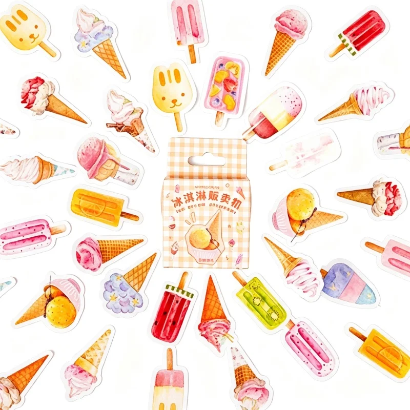 46Pcs Ice Cream Stickers Mini Sealing sticker Sweet Style DIY Handmade Photo Album Scrapbook Decorative Paper Supplies