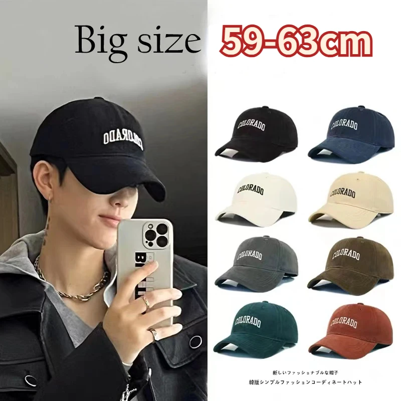 2024 Plus Size 59-63cm Baseball Caps Man Spring Summer Popular Sport Hats Ladies Fashion Soft Cotton Sun Cap Big Head Wholesale