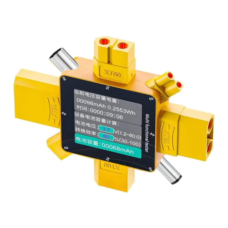 ABQU XT369P Digital Voltmeter Ammeter Wattmeter Current Capacity Tester for Model Aircraft Power Meter XT60 XT30 XT90 Plug