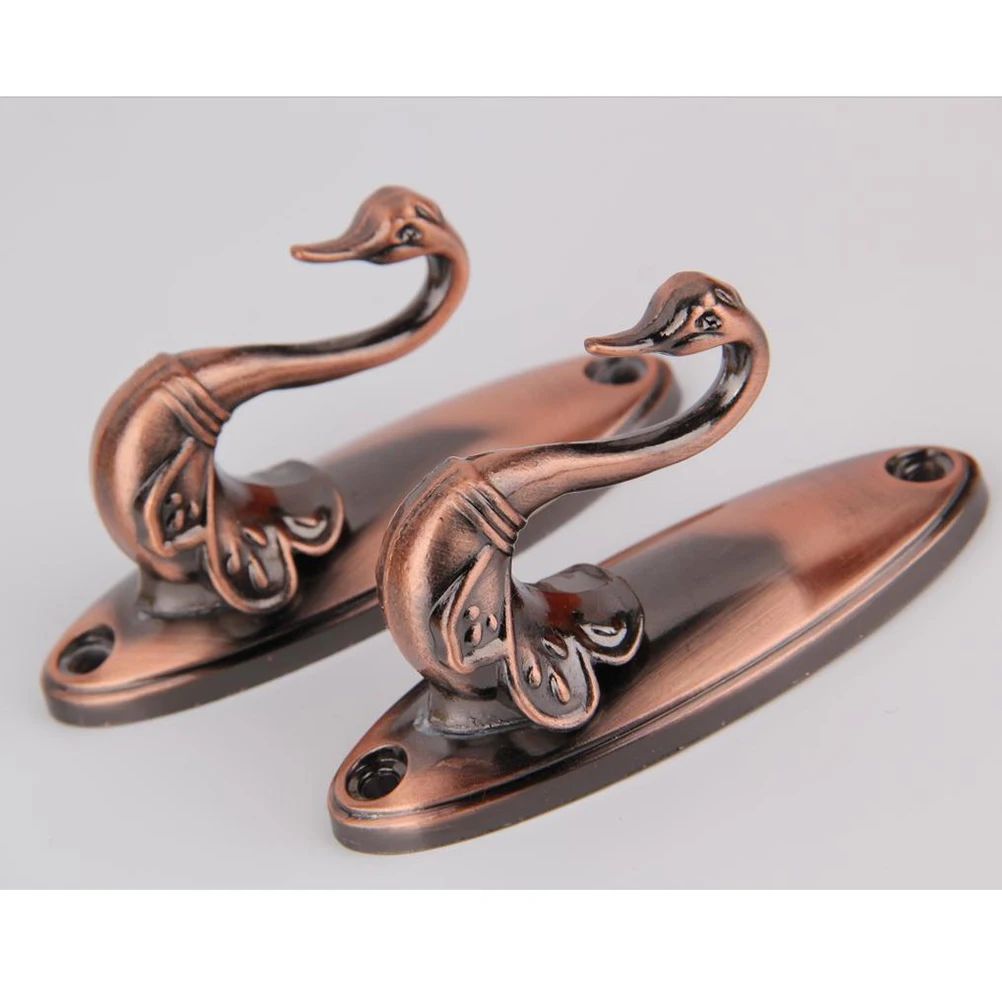 

Pair Swan Style Bronze Decorative Curtain Tiebacks Zinc Alloy Holdbacks for Drapery Hooks Vintage Curtain Hooks