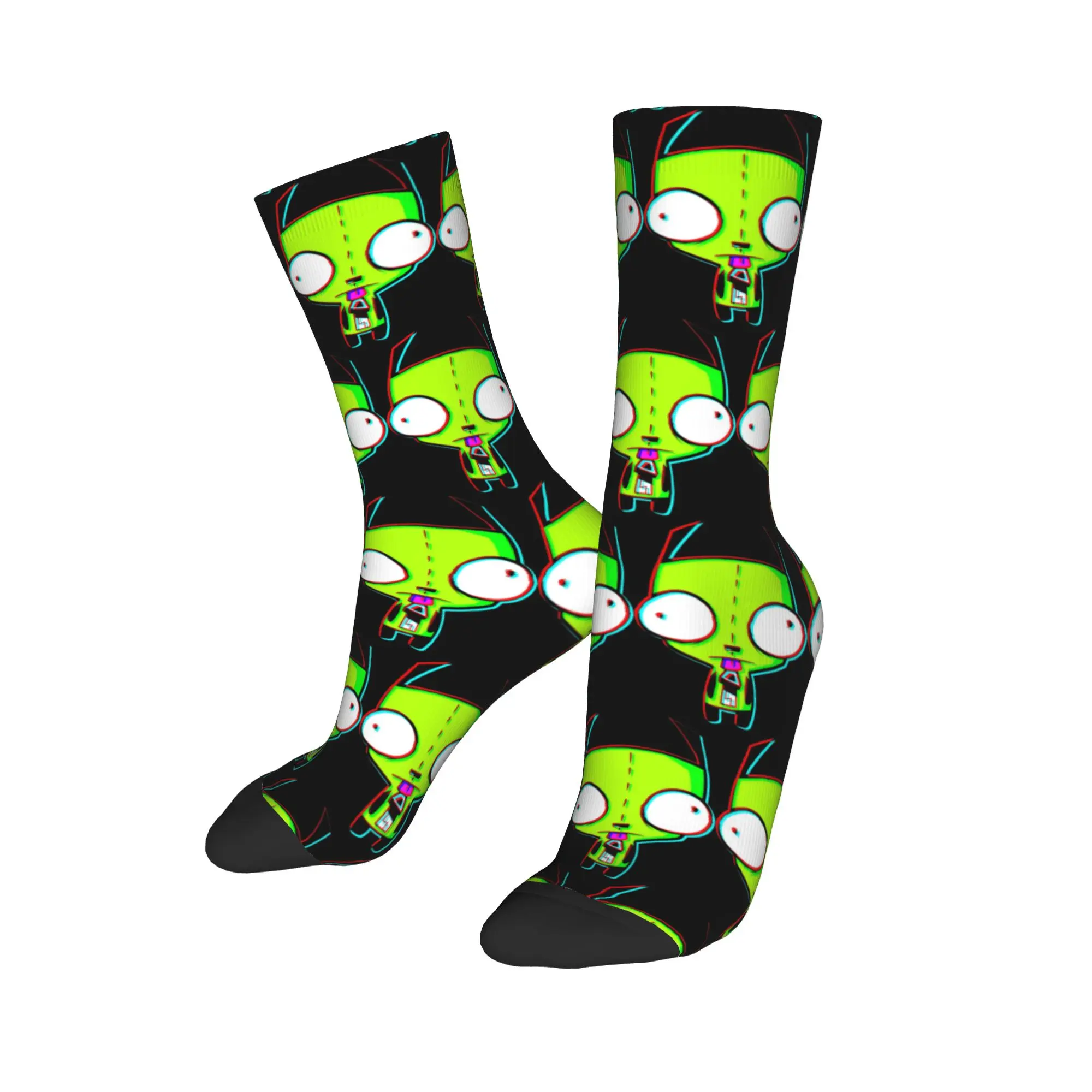 Crazy Design Glitch'd Gir Invader Zim Basketball Socks  Polyester Crew Socks for Women Men Non-slip