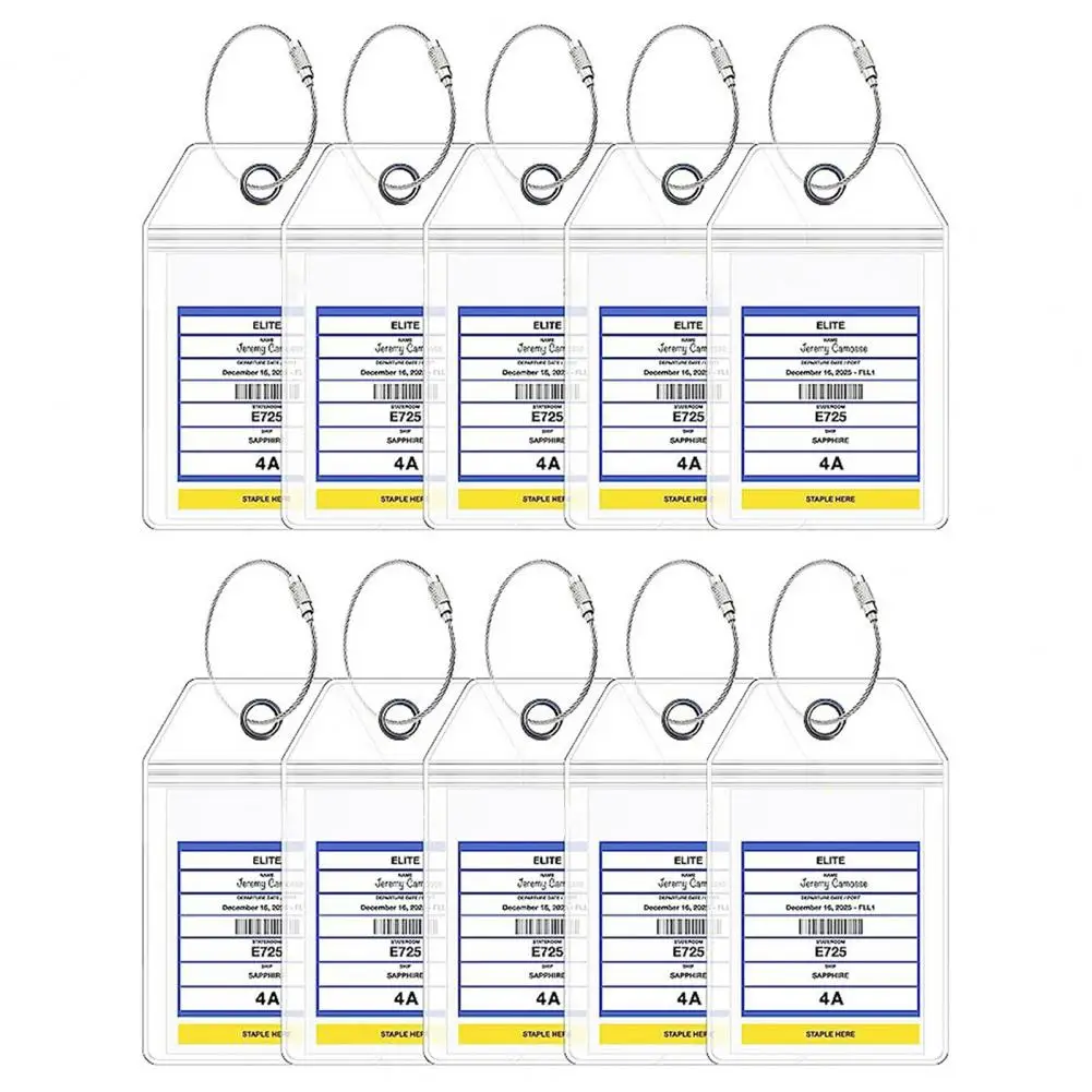 Suporte de etiqueta de bagagem à prova d\'água, conjunto de etiquetas de bagagem de cruzeiro com suporte de vedação com zíper, 10 peças, itens