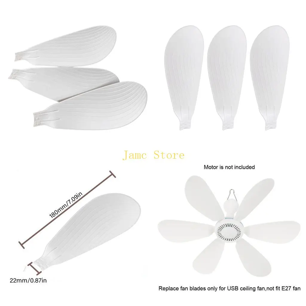 LX0B 7.09inch Replacement Fan Leaves For USB Ceiling Fan 22mm Connection width