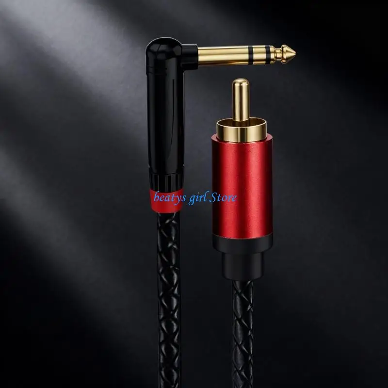C7AB Compactly 90Degree 1/4Inch Male RCAs Adapters Metal Housing for Instrument