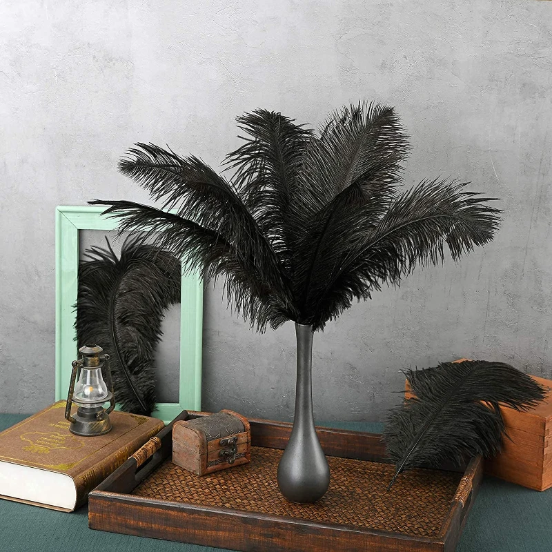 Natural Black Ostrich Feather for Wedding 15-65cm Centerpieces Home Decoration Feathers for Crafts