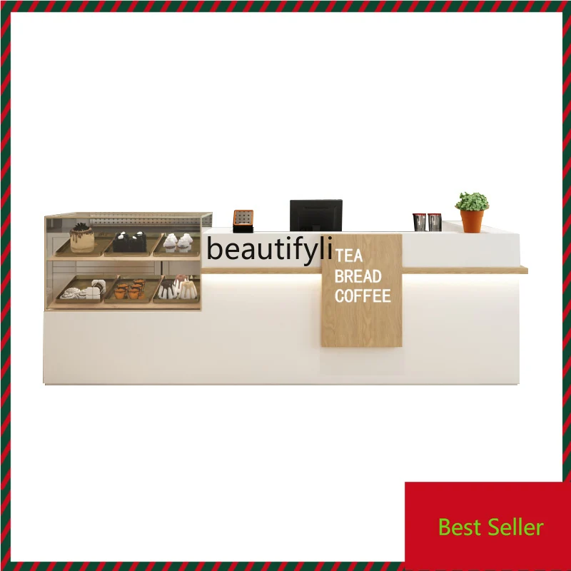 Milk Tea Shop Bar Simple Modern Dessert Shop Cashier Small Coffee Cake Restaurant Reception Counter