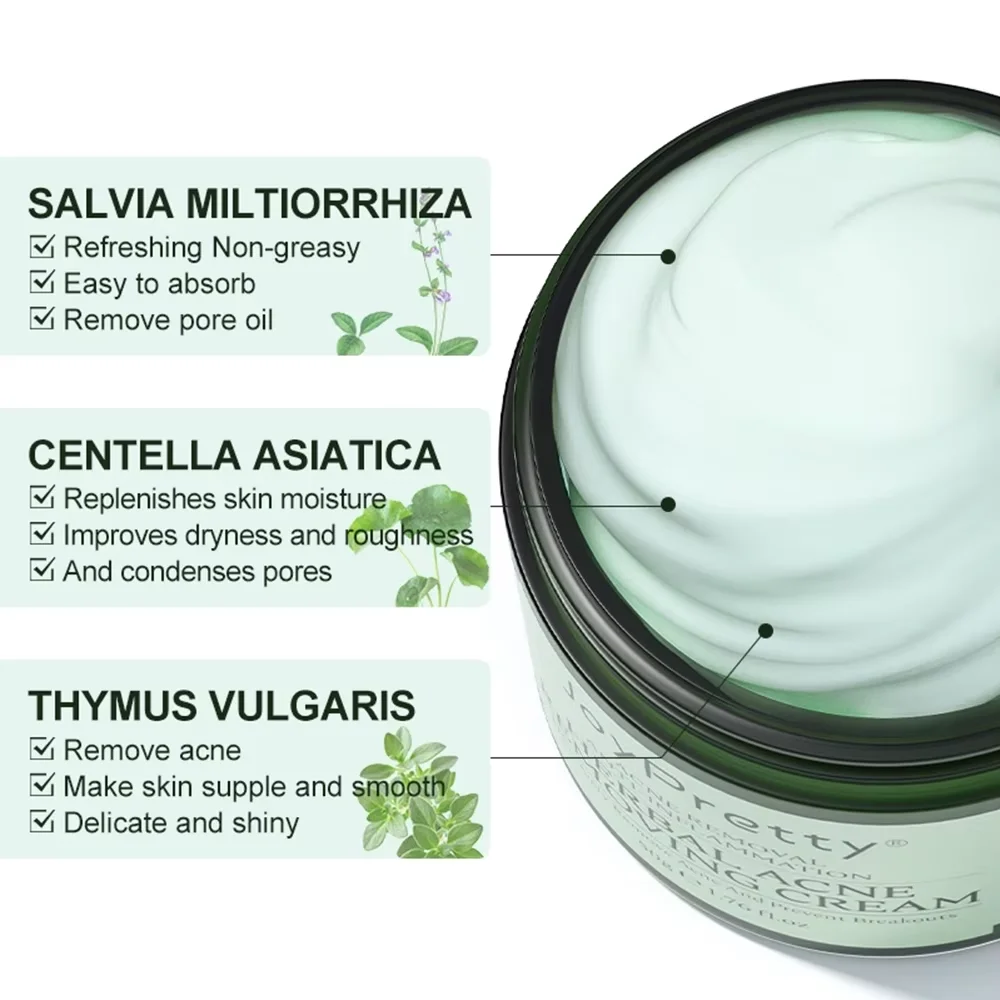 JoyPrettyin كريم وجه حب الشباب العشبي إزالة علامات البثور السيطرة على النفط ترطيب Pockmark كريمات الوجه الناعمة منتج العناية بالبشرة