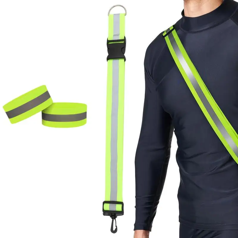 

High Visibility Safety Belt Safety Armband Sash Adjustable Reflective Wrist Strap Safety Armband Sash Reflective Running Belt