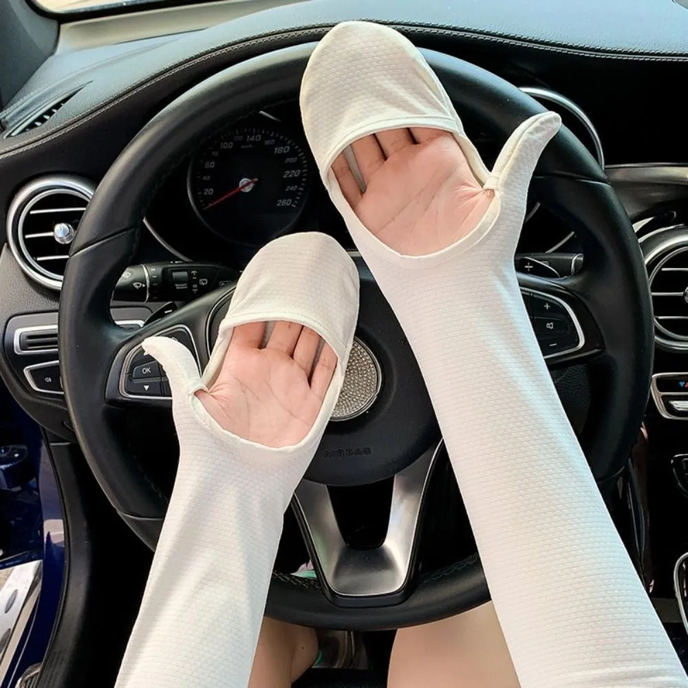 

Дышащие однотонные длинные рукава из ледяного шелка, тонкие солнцезащитные чехлы с защитой от УФ-лучей, эластичные велосипедные перчатки с УФ-изоляцией, женские