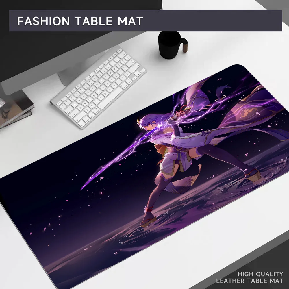 Imagem -05 - Genshin Impact Raiden Shogun Mousepad Gamer Mat Grande Mouse Pad Mesa do Computador do Escritório Teclado de Mesa Almofada do Teclado xl 80x30cm