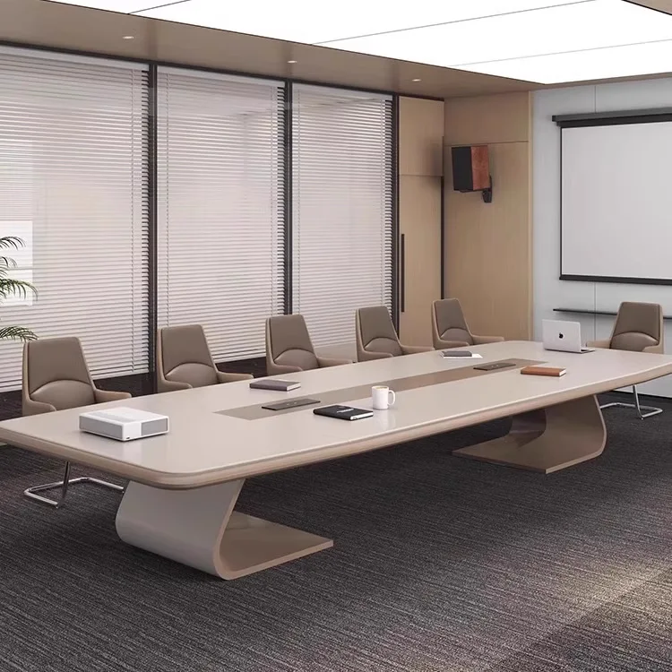 High-grade paint conference table, simple and modern large conference table, long table meeting training negotiation, office tab
