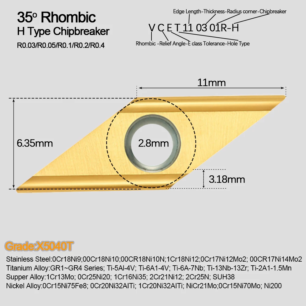 VCGT110301 VCGT110302 VCGT110304 R-H كربيد التنغستن إدراج VCGT VCET أداة تحول خارجية آلة خرط تعمل بالتحكم الرقمي بواسطة الحاسوب القاطع سبائك التيتانيوم 10 قطعة