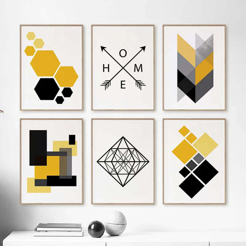 Minimalist Geometric Color Block Line Abstract Poster Wall Art Canvas Painting Posters Prints Picture for Living Room Home Decor