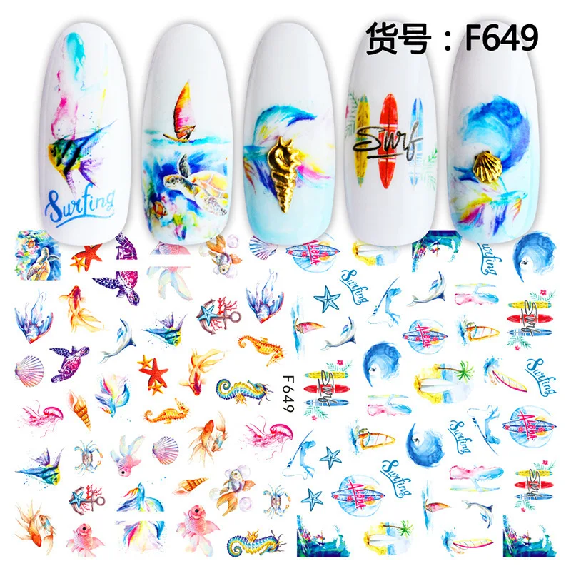 Spring Fruit Leaves 3D Nail Art Decals Beach Shell Nail Art Jewelry Stickers Decals DIY Nail Art Stickers Nail Art Supplies