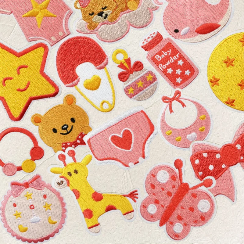 

1/10Pcs Bear Bow Embroidery Cloth Sticker Bag Dressing Whale Patch Sticker Flower Star Moon Embroidery Stamp Ironing anime