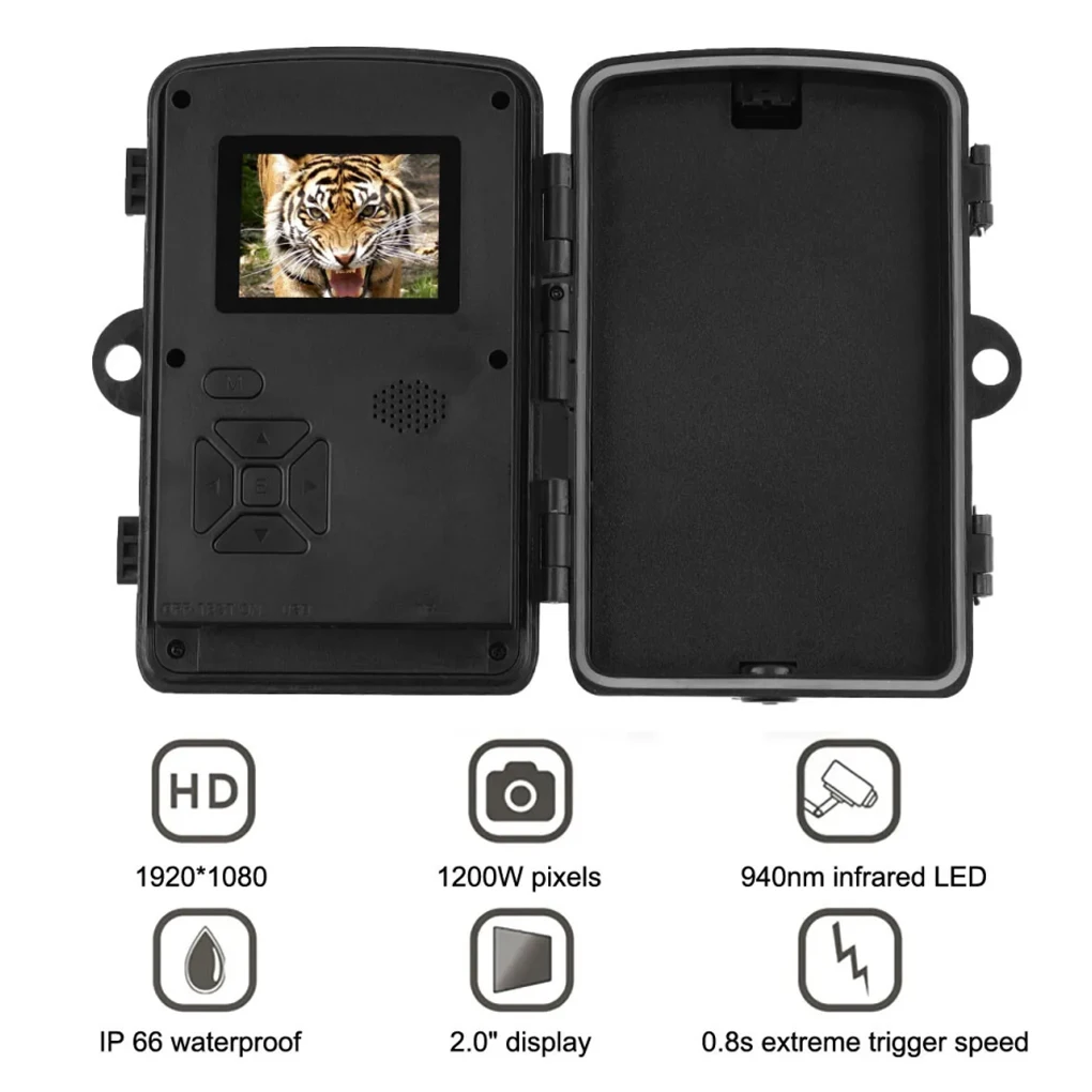 

16-мегапиксельная камера ночного видения для охоты, 1080P, для наблюдения за дикой природой, с картой памяти 32 ГБ, водонепроницаемая, для использования на открытом воздухе, с датчиком движения, для наблюдения за животными