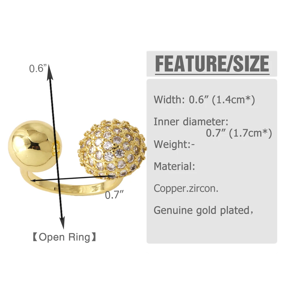 OCESRIO White Crystal Mushroom Heart Statement Rings for Women Copper Gold Plated Crossover Daisy Ring Jewelry Women Gift rigk15