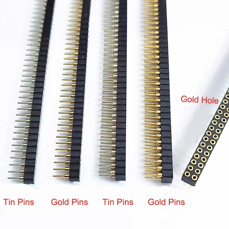 10pcs 2.0mm Round Pin Hole Male Tin Gold Female Header 1X40P 2X40P Dual Single Row Breakable PCB IC Crystal Transistor Socket