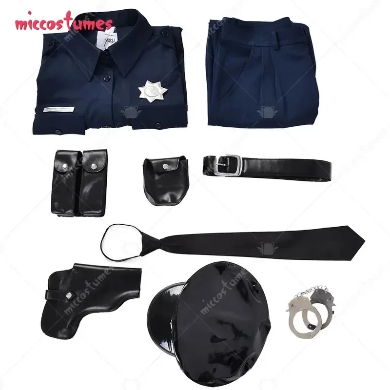

25COSHAIKYUU Men's Adult Police Officer Short Sleeve Costume for Men with Hat for Halloween Cosplay Costumes