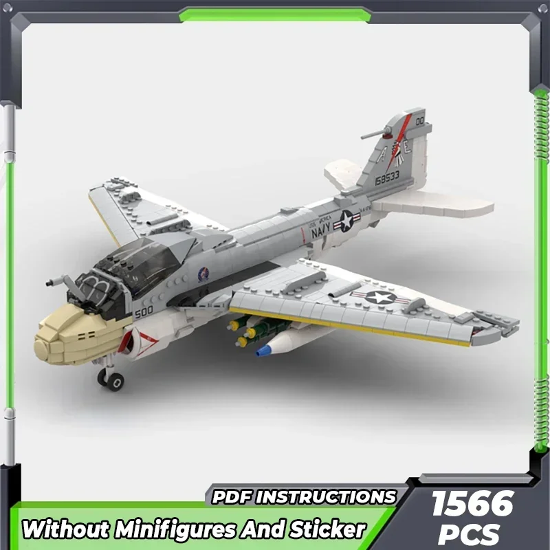 Moc Building Bricks Military Model 1:35 A-6E Intruder Fighter Technology Modular Blocks Gifts Christmas Toys DIY Sets Assembly