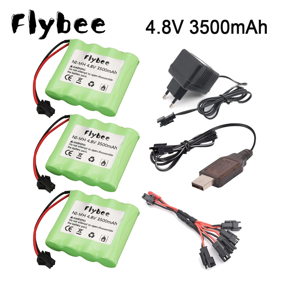 4.8v 3500mah NiMH Battery with 4.8V Charger Sets For Rc toys Cars Tanks Robot Boats Gun Ni-MH AA 4.8V high capacity Battery Pack