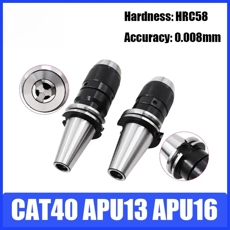 High-precision CAT40 APU13 (1/2'') APU16 integral keyless self-locking collet holders for CNC drilling and milling machines